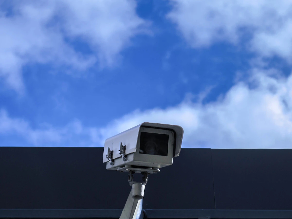 Security camera on a rooftop