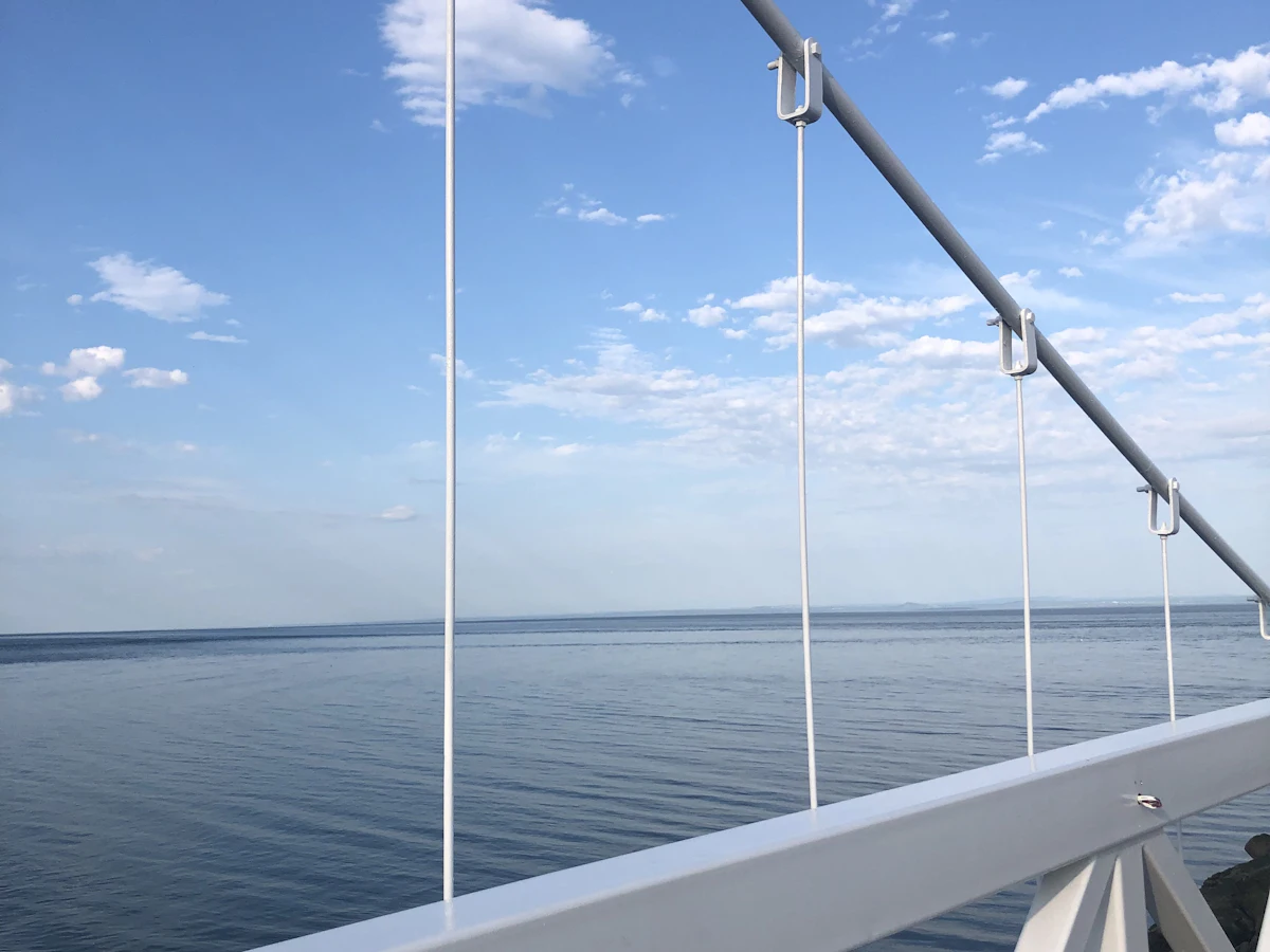 Balcony with thin vertical steel cables